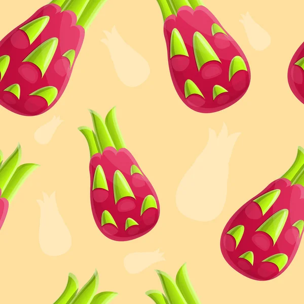 Motif pitaya d'été, style dessin animé — Image vectorielle