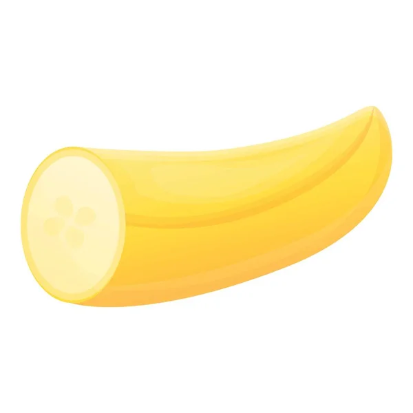 Ízletes fél banán ikon, rajzfilm stílusú — Stock Vector