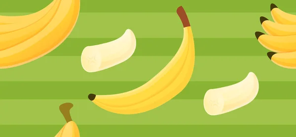 Patrón de fruta de plátano, estilo de dibujos animados — Vector de stock