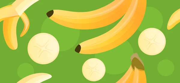 Sabroso patrón de plátano, estilo de dibujos animados — Vector de stock