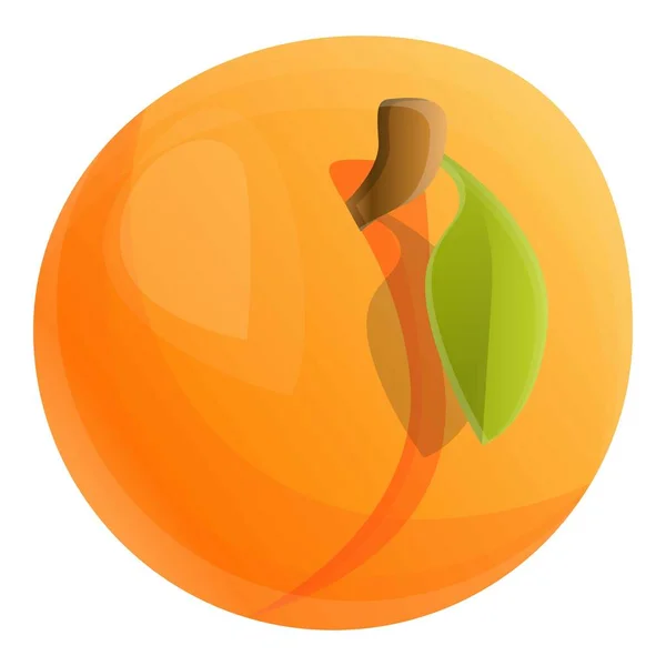 Icône entière éco abricot, style dessin animé — Image vectorielle