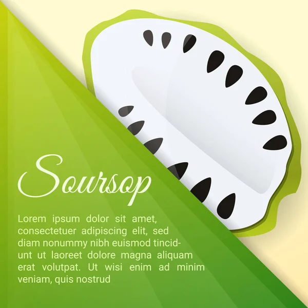 Sabroso fondo concepto soursop, estilo de dibujos animados — Vector de stock