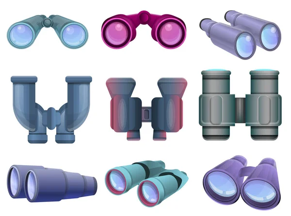Conjunto de iconos de prismáticos, estilo de dibujos animados — Vector de stock