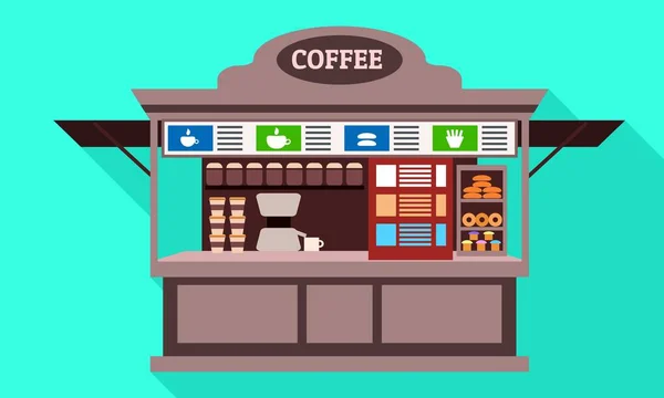 Coffee Street kiosk ikon, platt stil — Stock vektor