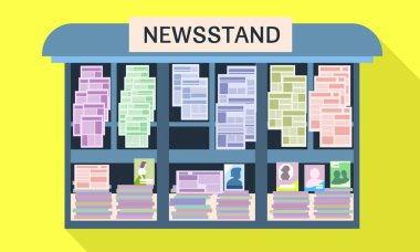 Street newsstand icon, flat style clipart