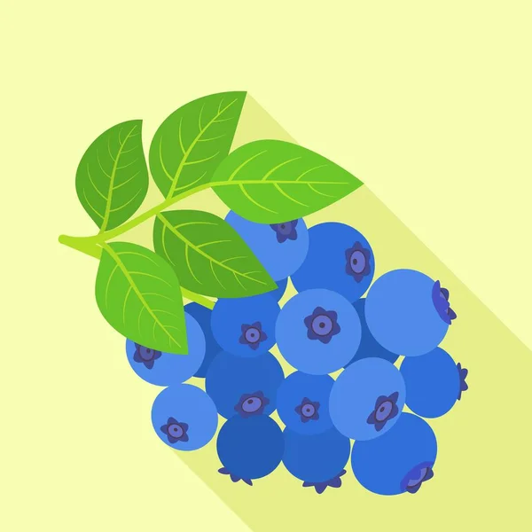 Smakelijk blauwe bosbes icoon, vlakke stijl — Stockvector