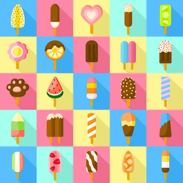 Conjunto de iconos de paleta dulce, estilo plano — Vector de stock