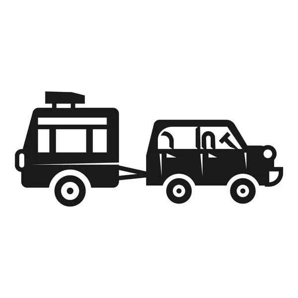 Car with small trailer icon, simple style — Stock Vector