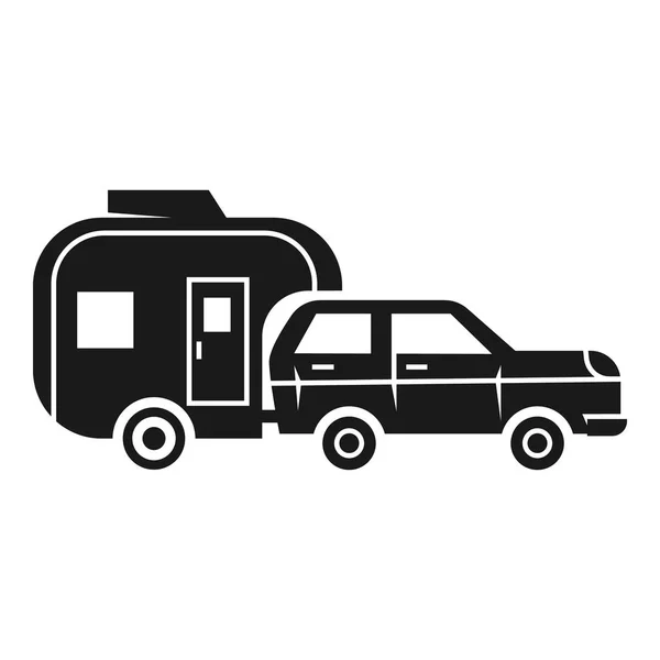 Vacation car trailer icon, simple style — Stock Vector