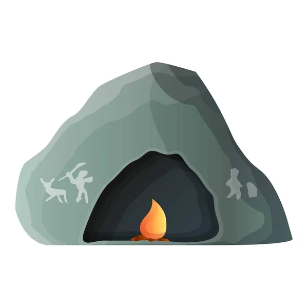 Őskori barlang ikon, rajzfilm stílusú — Stock Vector