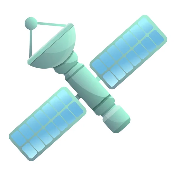 Space solar panel satellite icon, cartoon style — Stock Vector