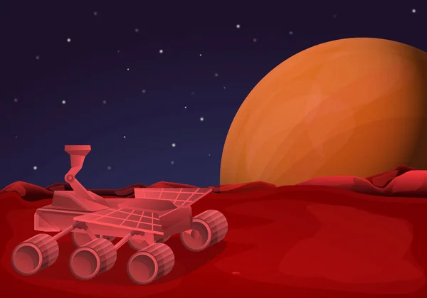 Mars Rover Concept banner, styl kreskówki — Wektor stockowy