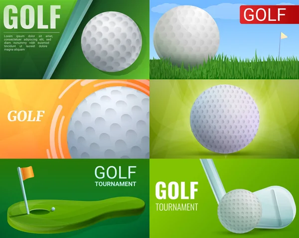 Golf banner set, cartoon stijl — Stockvector
