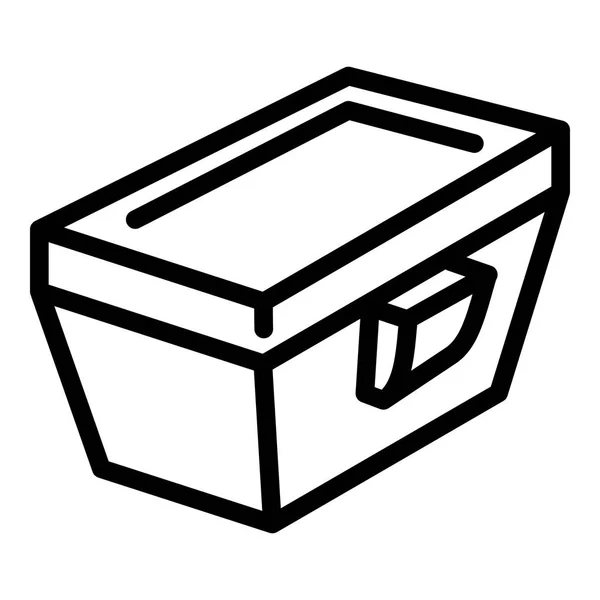 Vierkante Lunchbox pictogram, omtrek stijl — Stockvector