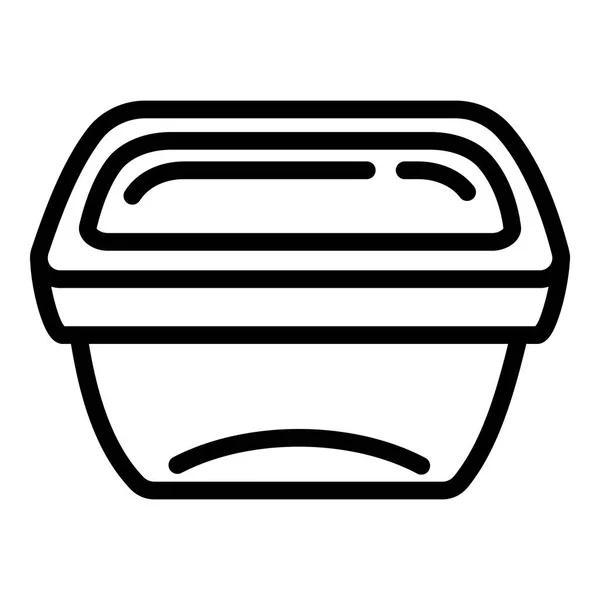 Ikona plastikowego pudełka na lunch, styl konturu — Wektor stockowy