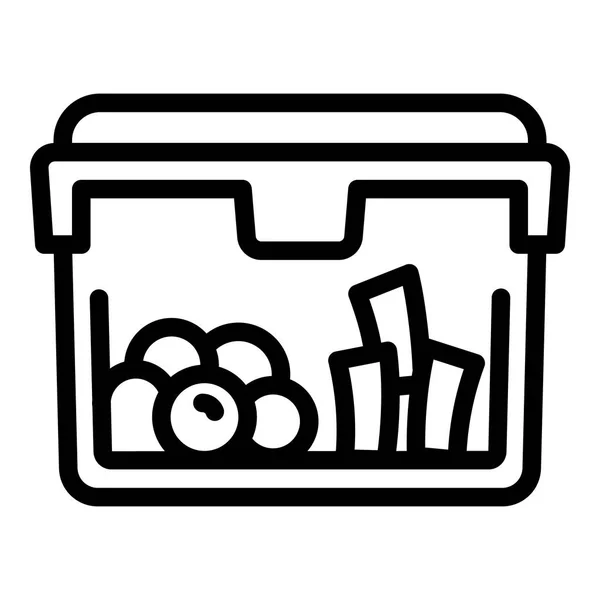 Transparent plastic lunchbox icon, outline style — Stock Vector