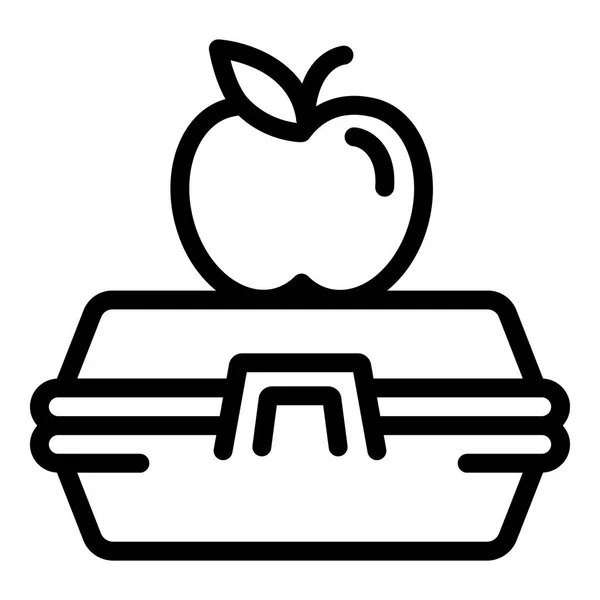 Manzana en el icono de la lonchera, estilo de esquema — Vector de stock