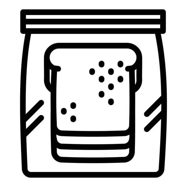 Sandwich dans l'icône de la boîte à lunch, style contour — Image vectorielle