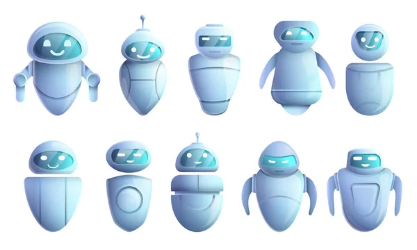 Conjunto de iconos de chatbot, estilo de dibujos animados — Vector de stock
