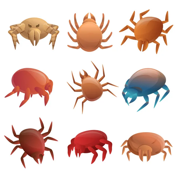 Mite icons set, cartoon style — Stock Vector