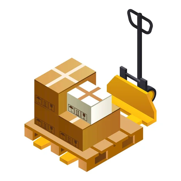 Warehouse lift parcel icon, isometric style — Stock Vector