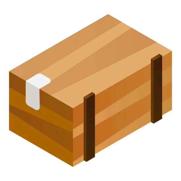 Wood box parcel icon, isometric style — Stock Vector