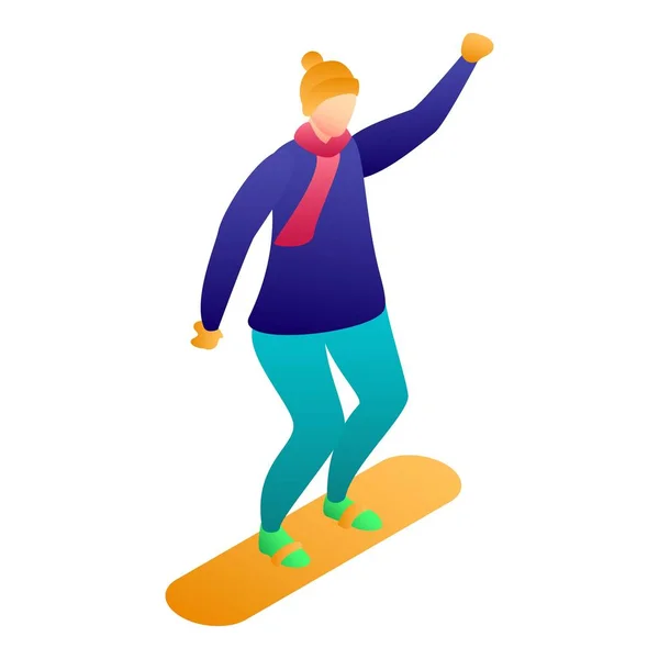 Mann an Snowboard-Ikone, isometrischer Stil — Stockvektor