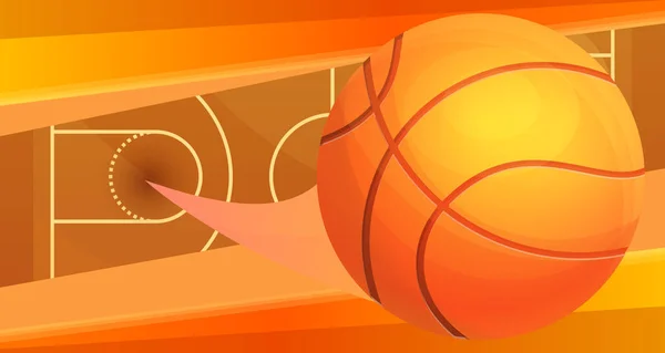 Baloncesto bola alto salto concepto bandera, estilo de dibujos animados — Vector de stock