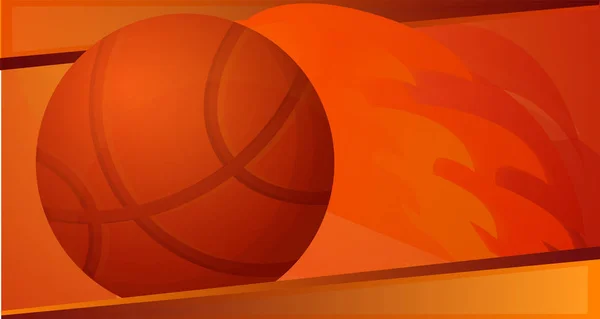 Baloncesto bola de fuego banner concepto, estilo de dibujos animados — Vector de stock