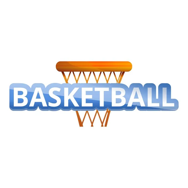 Basketkorg logotyp, tecknad stil — Stock vektor
