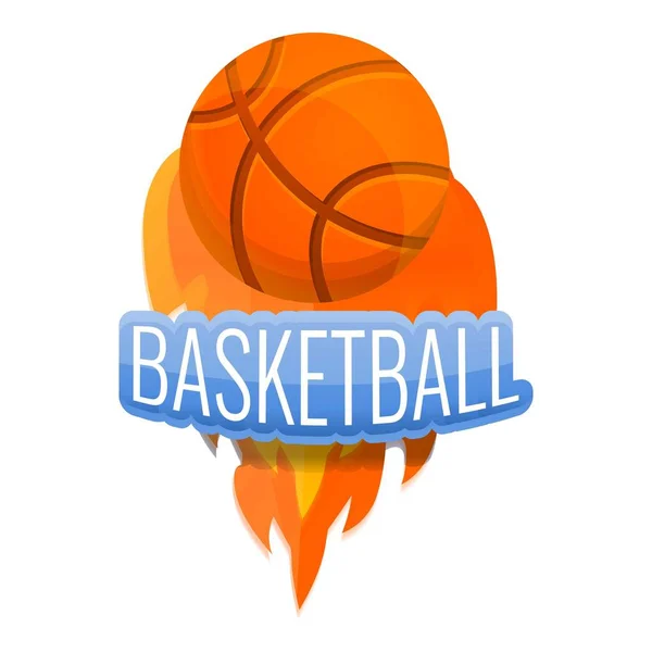 Баскетбольный огненный мяч логотип, мультяшный стиль — стоковый вектор