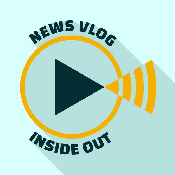 News vlog logo, flat style — Stock Vector