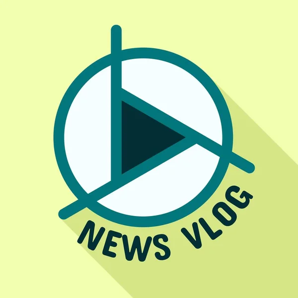 Noticias en vivo vlog logo, flat style — Vector de stock