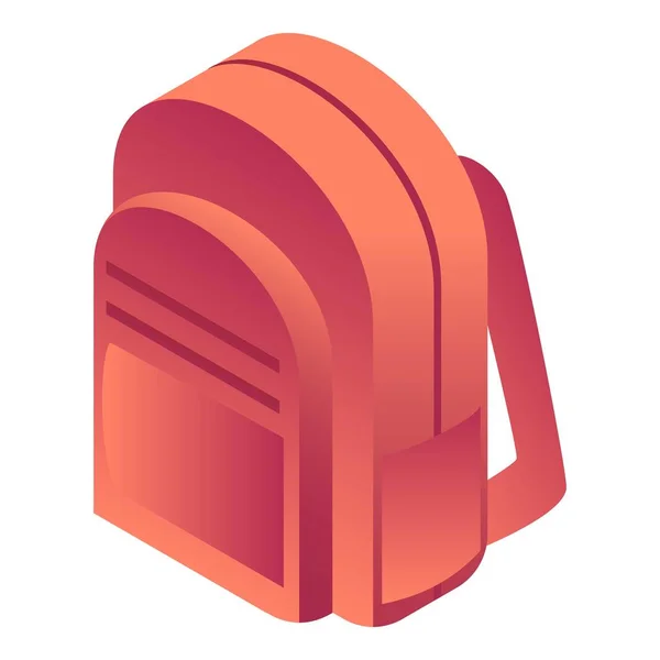 Red backpack icon, isometric style — Stock Vector