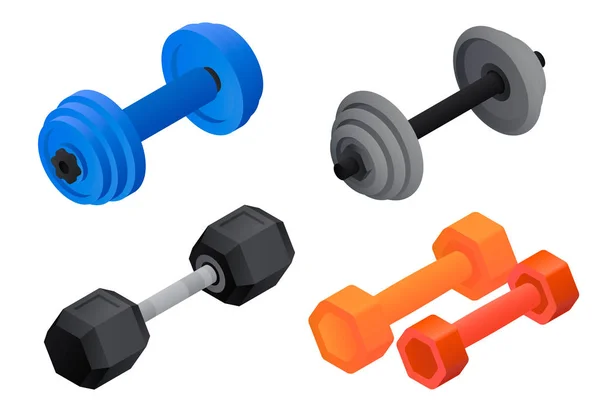 Set ikon dumbell, gaya isometrik - Stok Vektor