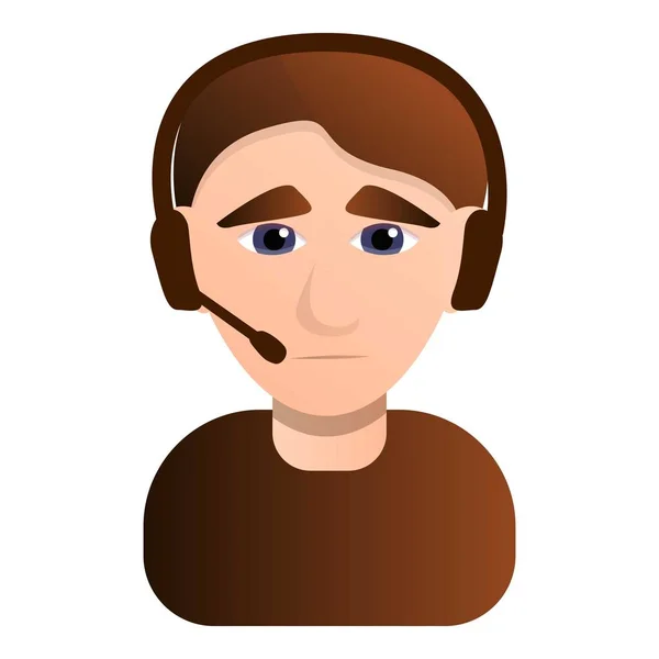 Traurige Call Center Mann-Ikone, Cartoon-Stil — Stockvektor