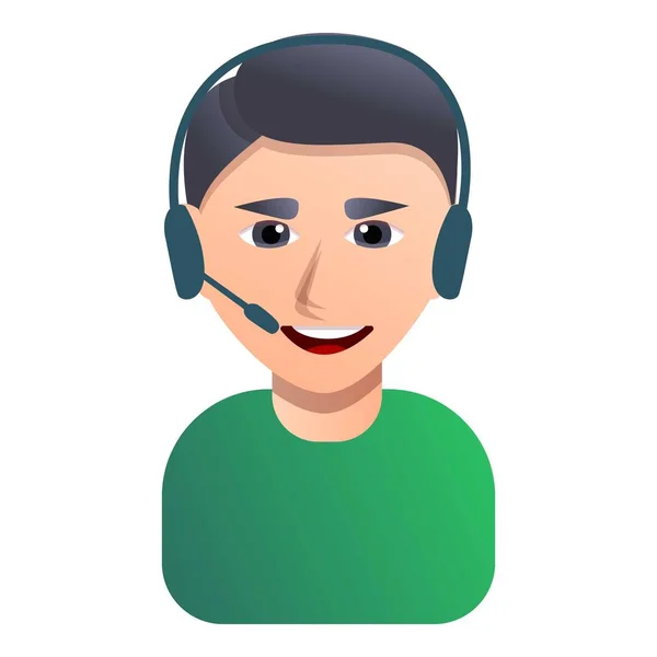 Ícone de funcionário do call center, estilo dos desenhos animados — Vetor de Stock
