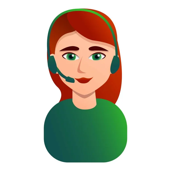 Coiffure rouge centre d'appel icône femme, style dessin animé — Image vectorielle