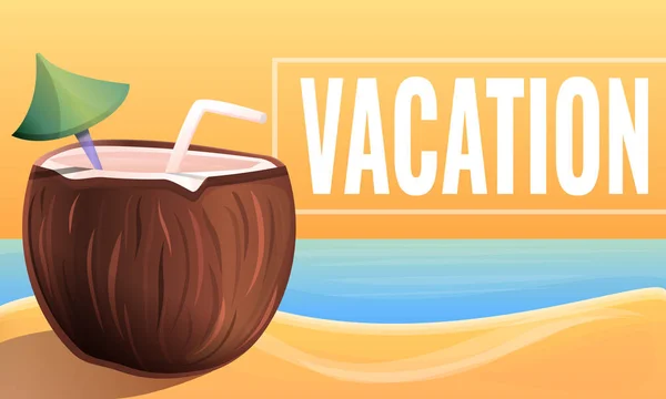 Summer tropical vacation concept banner, cartoon style