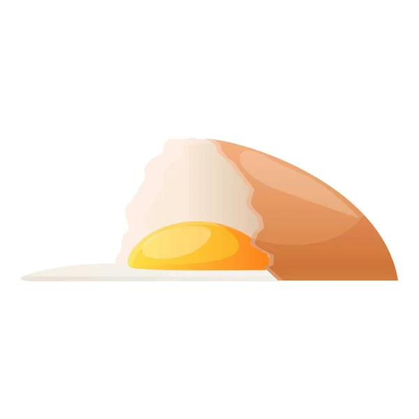 Half cracked egg icon, cartoon style — Stock Vector