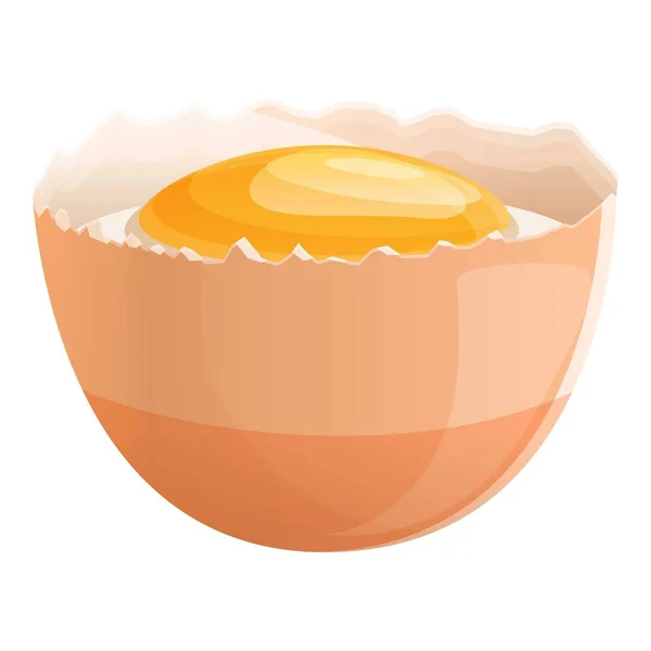 Demi coquille d'oeuf avec icône jaune, style dessin animé — Image vectorielle