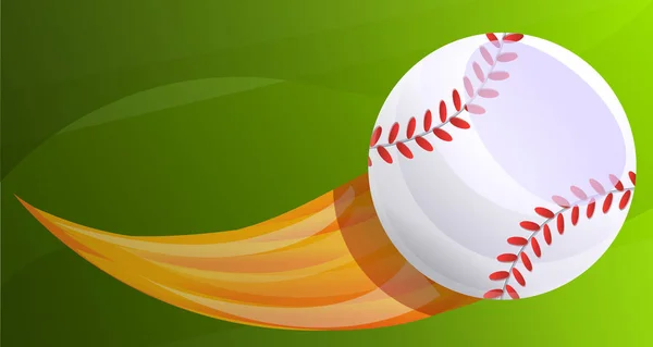 Baseball banner concetto palla di fuoco, stile cartone animato — Vettoriale Stock