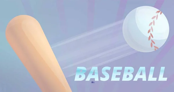 Бейсбольная бита и мяч концепт-баннер, мультяшный стиль — стоковый вектор