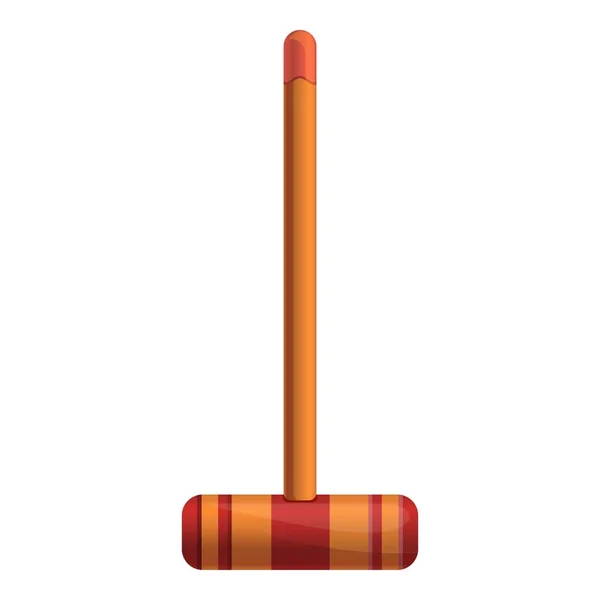 Croquet wood mallet icon, cartoon style — Stock Vector