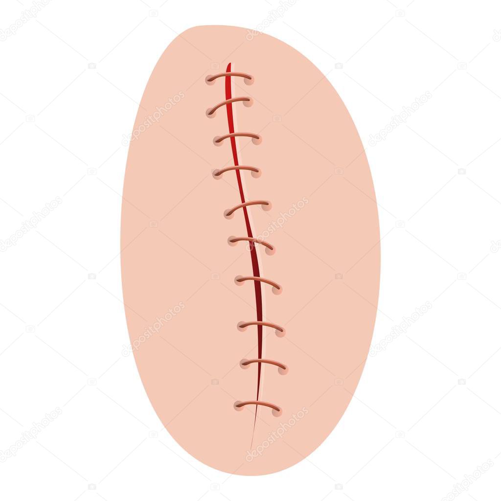 Surgical suture icon, cartoon style