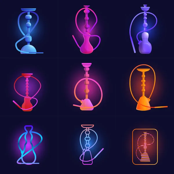 Conjunto de iconos de Hookah, estilo de dibujos animados — Vector de stock