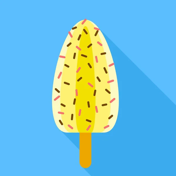 Yellow popsicle icon, flat style — Stock Vector