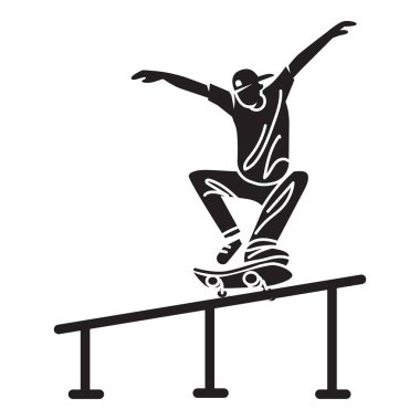 Skater pipe trick icon, simple style clipart