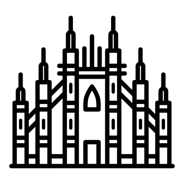 Basilique gothique de Milan icône, style contour — Image vectorielle