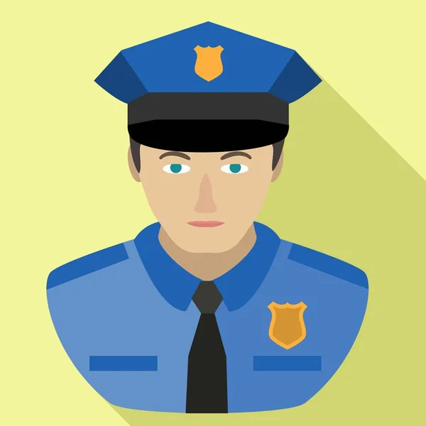 Ikona awatara policjanta, płaski styl — Wektor stockowy